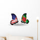 Two Butterflies with Flags Usa and Dominica Wall Decal