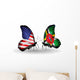 Two Butterflies with Flags Usa and Dominica Wall Decal