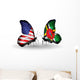 Two Butterflies with Flags Usa and Dominica Wall Decal