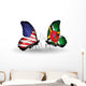 Two Butterflies with Flags Usa and Dominica Wall Decal