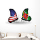 Two Butterflies with Flags Usa and Dominica Wall Decal