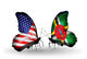 Two Butterflies with Flags Usa and Dominica Wall Decal