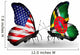 Two Butterflies with Flags Usa and Dominica Wall Decal