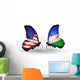 Two Butterflies with Flags Usa and Uzbekistan Wall Decal