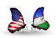 Two Butterflies with Flags Usa and Uzbekistan Wall Decal