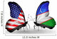 Two Butterflies with Flags Usa and Uzbekistan Wall Decal