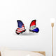 Two Butterflies with Flags  Usa and Paraguay Wall Decal
