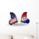 Two Butterflies with Flags  Usa and Paraguay Wall Decal