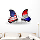 Two Butterflies with Flags  Usa and Paraguay Wall Decal