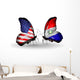 Two Butterflies with Flags  Usa and Paraguay Wall Decal