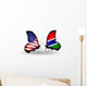 Two Butterflies with Flags Usa and Gambia Wall Decal