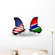 Two Butterflies with Flags Usa and Gambia Wall Decal