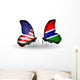 Two Butterflies with Flags Usa and Gambia Wall Decal