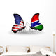 Two Butterflies with Flags Usa and Gambia Wall Decal