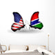 Two Butterflies with Flags Usa and Gambia Wall Decal