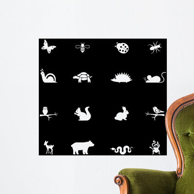 Animals Icons Wall Decal shown on a wall