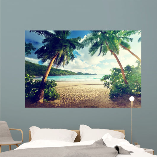 Sunset on Beach Mahe Island Seychelles 