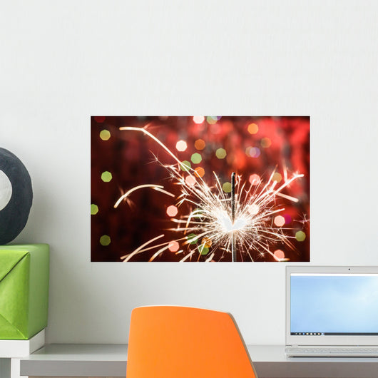 Red Background Party Sparkler Wall Mural