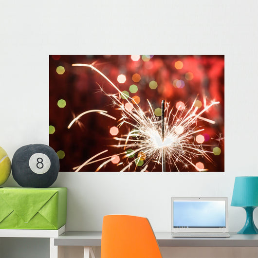 Red Background Party Sparkler Wall Mural
