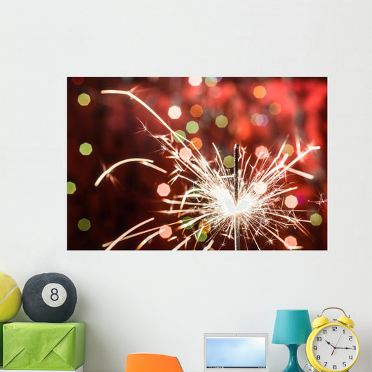 Red Background Party Sparkler Wall Mural