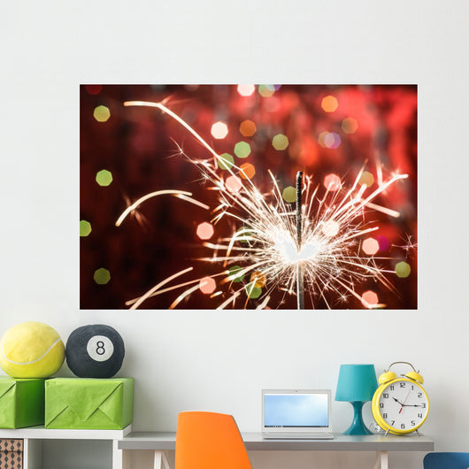 Red Background Party Sparkler Wall Mural