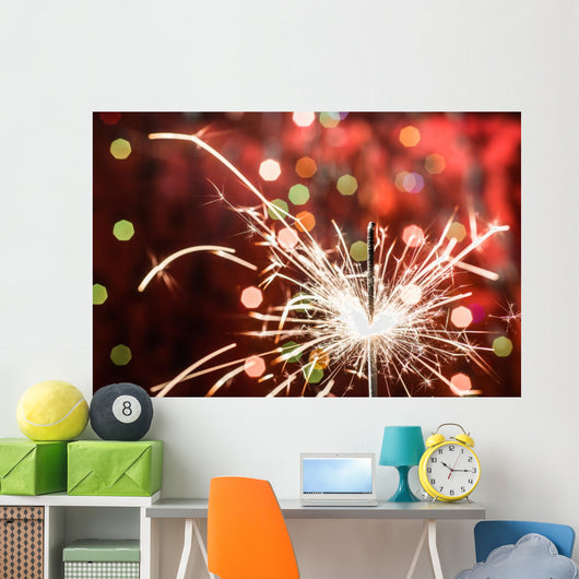 Red Background Party Sparkler Wall Mural