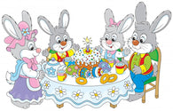 Easter bunnies at the festive table Wall Decal