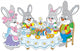 Easter bunnies at the festive table Wall Decal