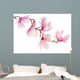 Pink spring magnolia flowers branch 