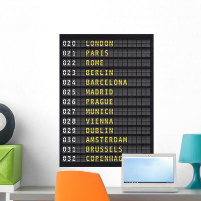 Airport Flight Information Travel shown on a wall