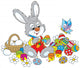 Rabbit coloring Easter eggs to the holiday Wall Decal