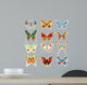 set of colorful butterflies on a white background Wall Decal