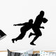 Side Profile of Rugby Player Tackling Runner With Ball Wall Decal