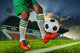 foot ball player holding foot ball on leg ankle on soccer sport 