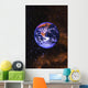 Earth In Space With Gaseous Nebula And Clouds Wall Mural
