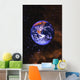 Earth In Space With Gaseous Nebula And Clouds Wall Mural