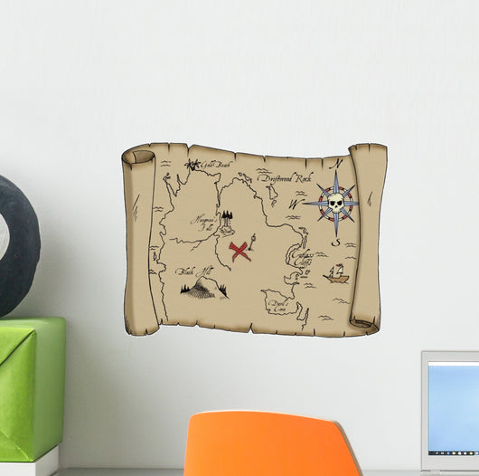 Labeled Pirate Treasure Map 