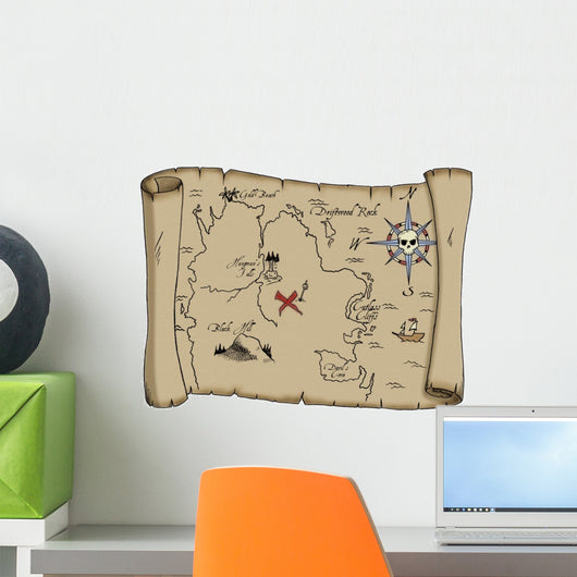 Labeled Pirate Treasure Map 