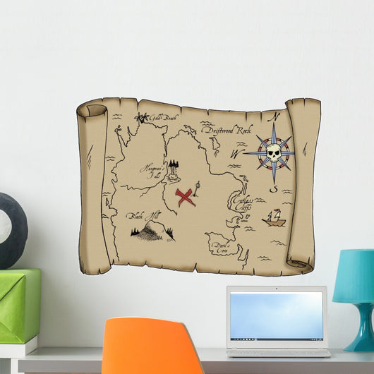 Labeled Pirate Treasure Map 