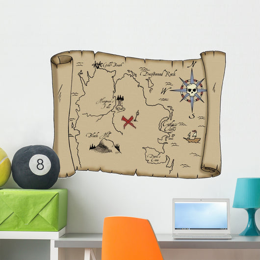 Labeled Pirate Treasure Map 