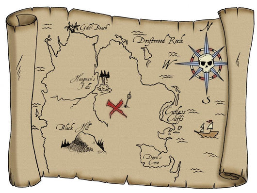 Labeled Pirate Treasure Map 