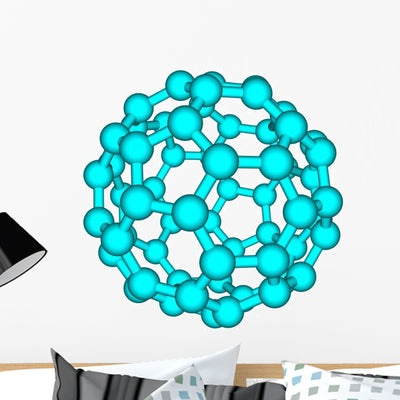 Fullerene Molecule Illustration White Wall Decal shown on a wall
