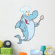 Chef Shark Cartoon Character with Big Spoon Wall Decal