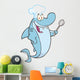 Chef Shark Cartoon Character with Big Spoon Wall Decal