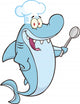 Chef Shark Cartoon Character with Big Spoon Wall Decal