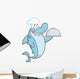 Chef Shark Cartoon Character Holding a Platter 