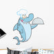 Chef Shark Cartoon Character Holding a Platter 