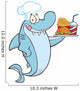 Chef Shark Holding a Plate of Hamburger and French Fries 