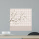 Background of grid and branches with flowers Wall Mural