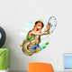 Fisherman and fish. Eps10 vector illustration. Isolated on Wall Decal